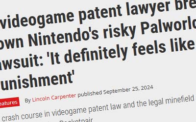 PC Gamer features Kirk re: Nintendo’s Patents and Lawsuits
