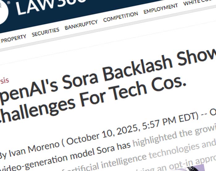 Law360 quotes Kirk on IP Challenges Around OpenAI’s Sora