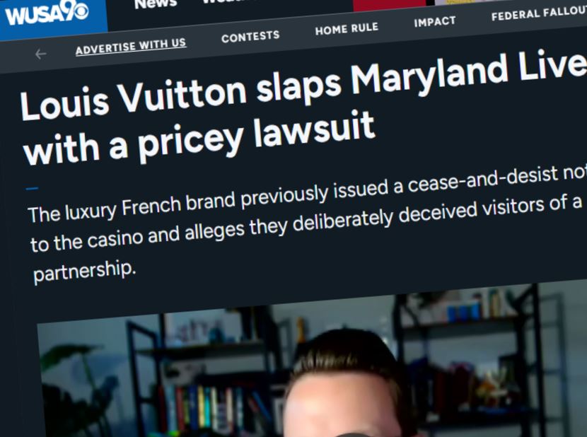 Screenshot of website showing Kirk Sigmon speaking regarding Louis Vuitton lawsuit.
