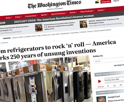 America 250: Kirk Sigmon speaks to Washington Times re: Unsung American Inventions
